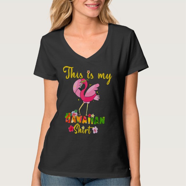 Das ist mein hawaiianischer Flamingo-Blume-Floral- T-Shirt (Vorderseite)
