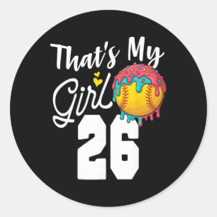 Das ist mein Junge Softball 26 Nummer Mama Papa Nu Runder Aufkleber