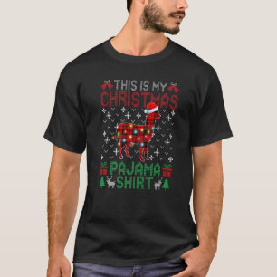 Das ist mein Kariertes Weihnachtstier Pajama Llama T-Shirt