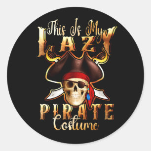 Das ist mein Lazy Pirate Costume Halloween Skull C Runder Aufkleber