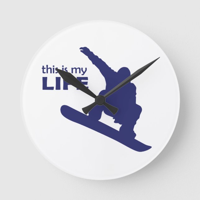 Das ist mein Leben (Snowboarden) Runde Wanduhr (Vorderseite)