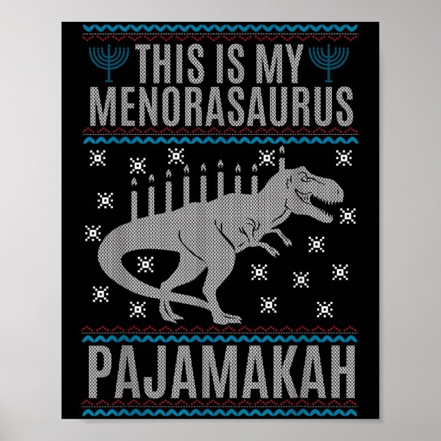 Das ist mein Menorah-Saurus Happy Hanukka Dinosaur Poster (Vorne)