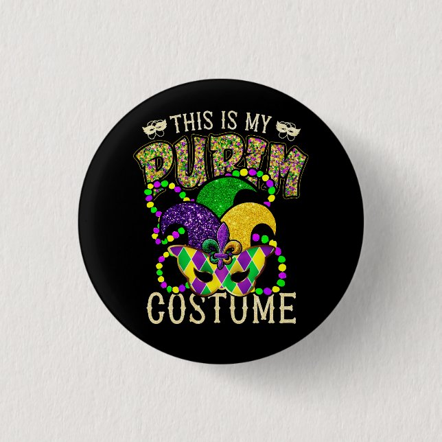 Das ist mein Purimkostüm, jüdischer Purim Mardi Gr Button (Vorderseite)