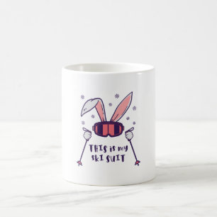 Das ist mein Ski-Anzug-Kaninchen mit Skistöcken Kaffeetasse
