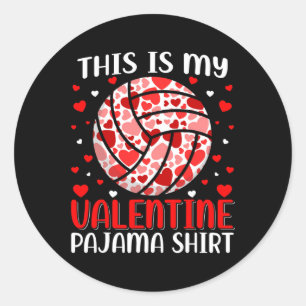Das ist mein Valentiner Volleyball Pajama Niedlich Runder Aufkleber