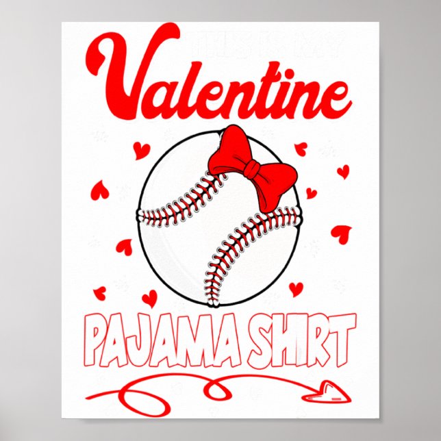 Das ist mein Valentins Baseball-Schlafanzug für Ki Poster (Vorne)