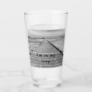 Das ist mein Weg zum Beach Black and White Foto Glas