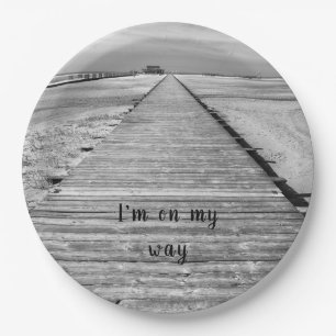 Das ist mein Weg zum Beach Black and White Foto Pappteller