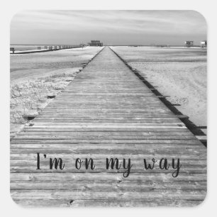 Das ist mein Weg zum Beach Black and White Foto Quadratischer Aufkleber