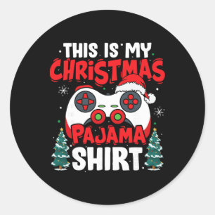 Das ist mein Weihnachten-Pyjama-Videospiel-Gamer-J Runder Aufkleber