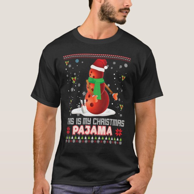 Das ist mein Weihnachts-Pajama-Bowling Santa Elf S T-Shirt (Vorderseite)