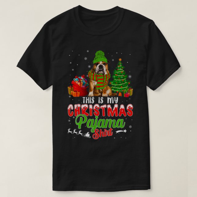 Das ist mein Weihnachts Pajama English Bulldog Hun T-Shirt (Design vorne)