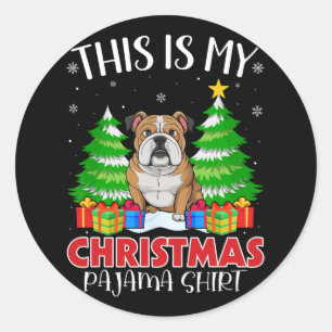 Das ist mein Weihnachts Pajama English Bulldog Xma Runder Aufkleber