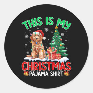 Das ist mein Weihnachts Pajama Goldendoodle Hund L Runder Aufkleber