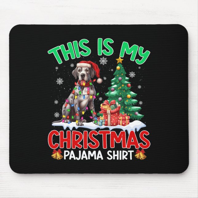 Das ist mein Weihnachts Pajama Great Dane Dovers L Mousepad (Vorne)