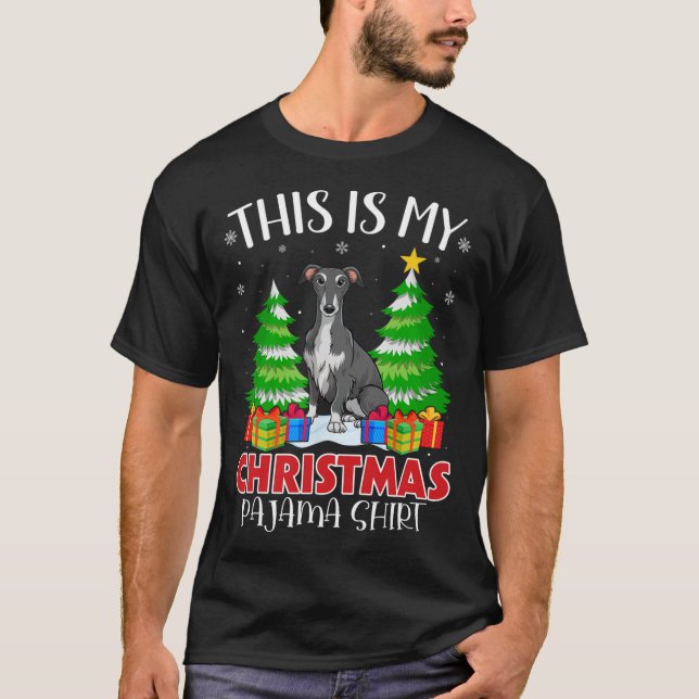 Das ist mein Weihnachts Pajama Greyhound Hund Xmas T-Shirt (Vorderseite)