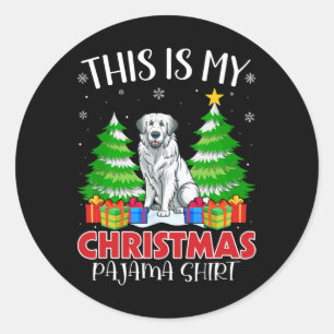 Das ist mein Weihnachts Pajama Große Pyrenäen Dog Runder Aufkleber