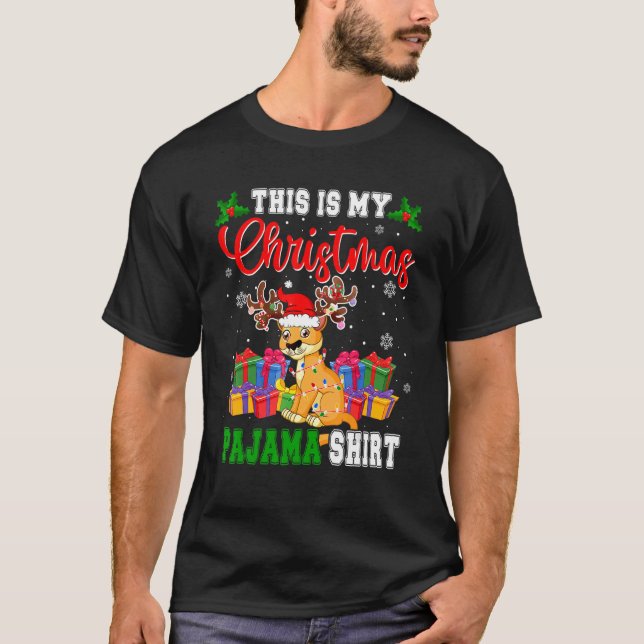 Das ist mein Weihnachts-Pajama Santa Reindeer Coug T-Shirt (Vorderseite)