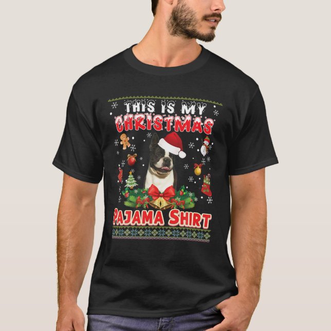 Das ist mein Weihnachts-Pajama-Shirt Boston Terrie T-Shirt (Vorderseite)