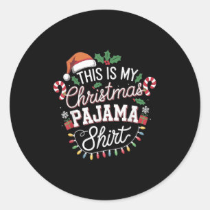 Das ist mein Weihnachts-Pajama-Shirt Lights Men Wo Runder Aufkleber