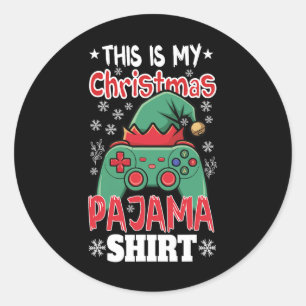 Das ist mein Weihnachts-Pajama-Video-Gamer-Boys Runder Aufkleber