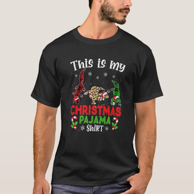 Das ist mein Weihnachts-Pyjama Leopard Gecko Tiere T-Shirt (Vorderseite)