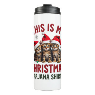 Das ist mein Weihnachts-Pyjama-Shirt Katzenliebhab Thermosbecher