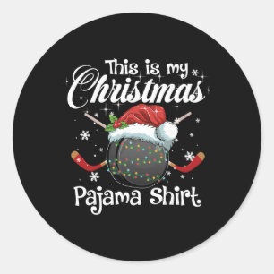 Das ist mein Weihnachts-Pyjama Xmas Hockey Familie Runder Aufkleber