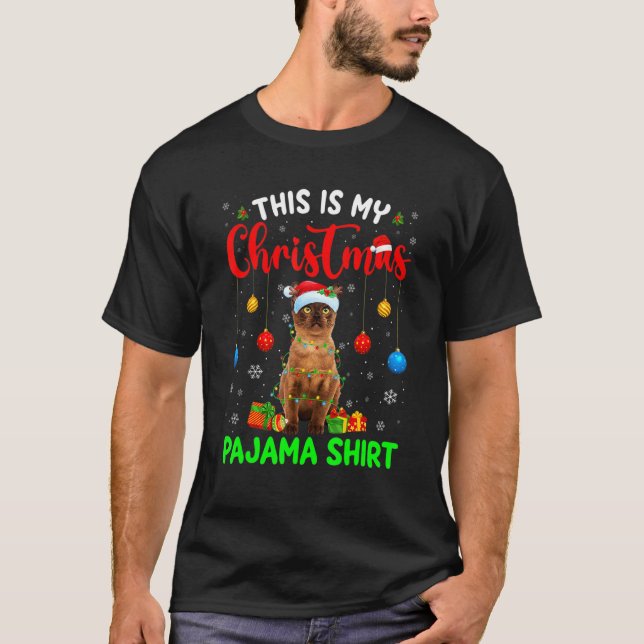 Das ist mein Weihnachtsbaum Pajama Burmese Cat Xma T-Shirt (Vorderseite)