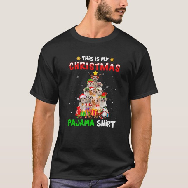 Das ist mein Weihnachtsbaum Pajama Shih Tzu Dog Xm T-Shirt (Vorderseite)