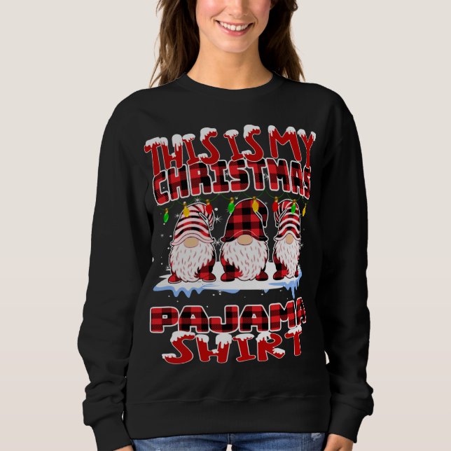 Das ist mein Weihnachtsbüffel Karierte Gnomes Funn Sweatshirt (Vorderseite)