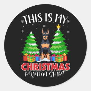 Das ist mein Weihnachtspajama Doberman Pinscher Do Runder Aufkleber