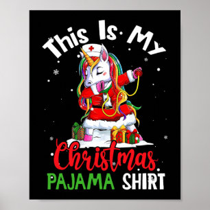 Das ist mein Weihnachtspajama Funny Santa Unicorn  Poster