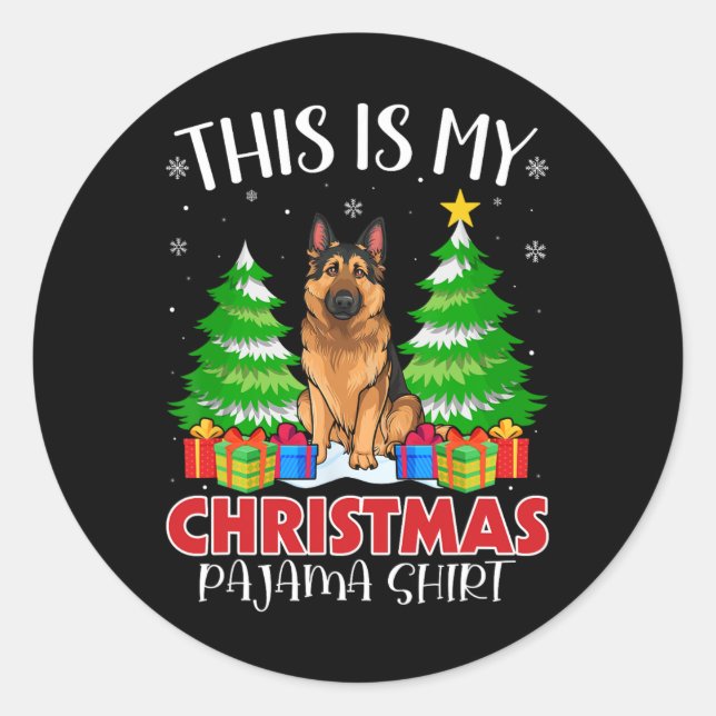 Das ist mein Weihnachtspajama German Shepherd Dog  Runder Aufkleber (Vorderseite)