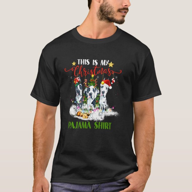 Das ist mein Weihnachtspajama Großer Dane Dog Sant T-Shirt (Vorderseite)