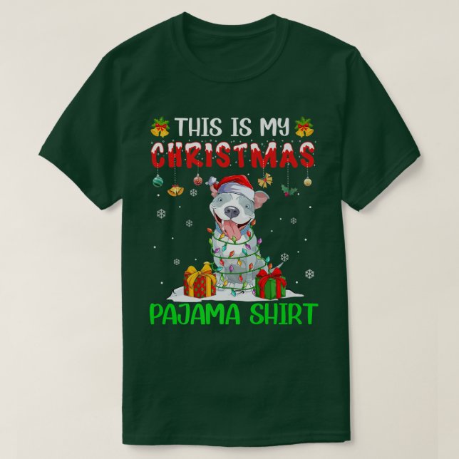 Das ist mein Weihnachtspajama Pitbull Xmas Tree Li T-Shirt (Design vorne)