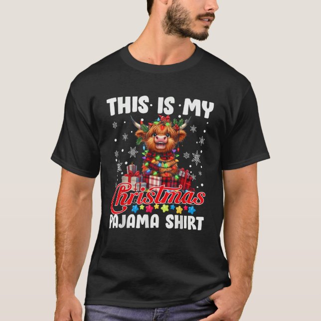 Das ist mein Weihnachtspajama Santa Highland Cow C T-Shirt (Vorderseite)