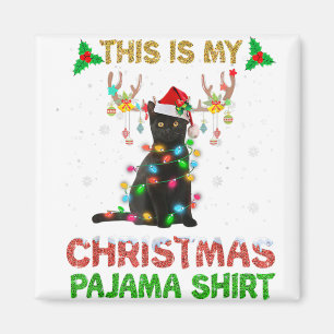 Das ist mein Weihnachtspajama Shirt Black Cat Love Magnet