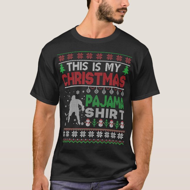 Das ist mein Weihnachtspajama Ugly Sweater Hockey  T-Shirt (Vorderseite)
