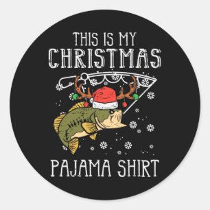 Das ist mein Weihnachtspyjama-Shirt Angeln Xmas Da Runder Aufkleber