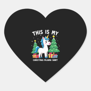 Das ist mein Weihnachtspyjama-Shirt Einhorn Xmas P Herz-Aufkleber