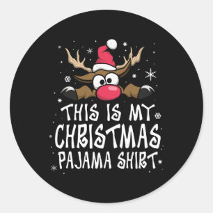 Das ist mein Weihnachtspyjama-Shirt Lustiges Weihn Runder Aufkleber