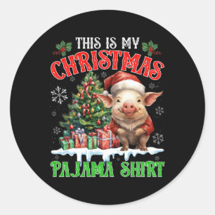 Das ist mein Weihnachtspyjama-Shirt Santa Schweine Runder Aufkleber