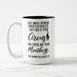 Das ist mein Zirkus und das sind meine Affen Zweifarbige Tasse
