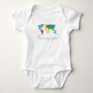 Das ist meine Auster Weltkarte Baby Body Strampler