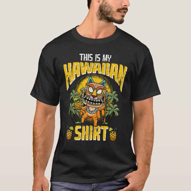 Das ist meine hawaiianische Katze, die Tiki Mask L T-Shirt (Vorderseite)