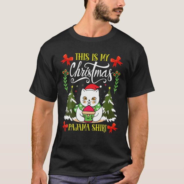 Das ist meine Weihnachts Pajama Cat Weihnachtsmann T-Shirt (Vorderseite)