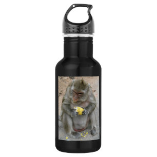Das ist meins! ... Wild Thai Macaque Monkey Edelstahlflasche
