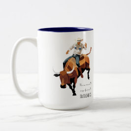Das ist nicht mein erstes RODEO: Bull-Reiter Zweifarbige Tasse