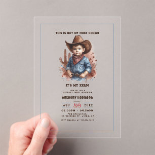 „Das ist nicht mein erstes Rodeo“ Rustikaler Weste Acryleinladungen